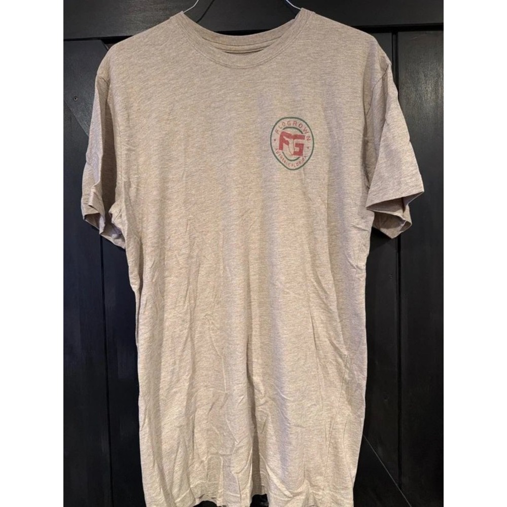 FloGrown Authentic Florida Graphic T-Shirt Mens Medium Tan Camo Flag Seal Logo